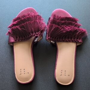 a new day Burgundy Fringe Slide Sandals